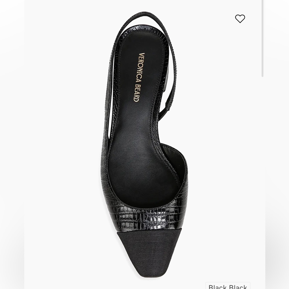Veronica Beard Black Croc-Textured Slingback Pumps - Picture 2 of 10